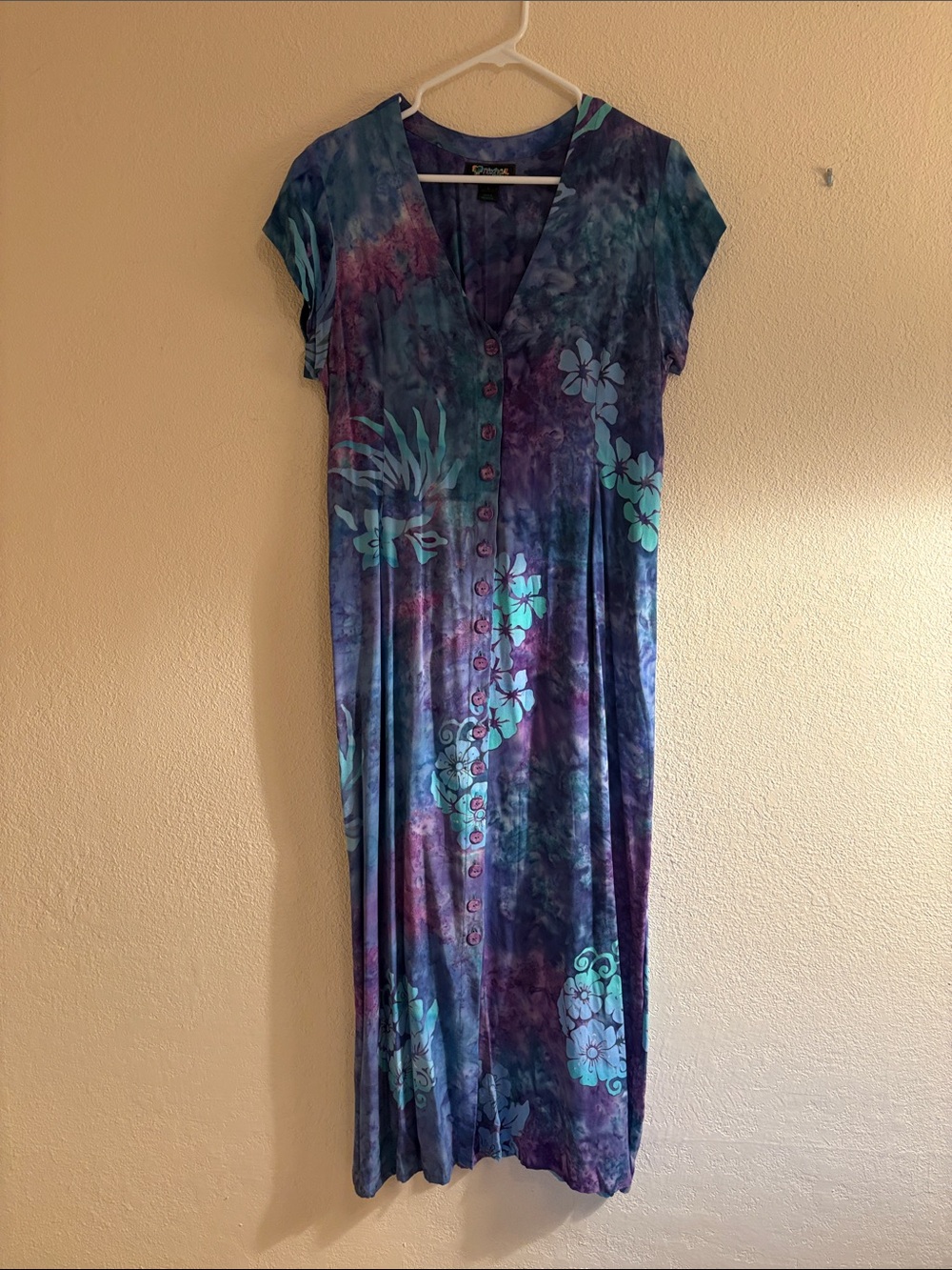 Vintage tropical tantrum dress with matching scrunchie size L